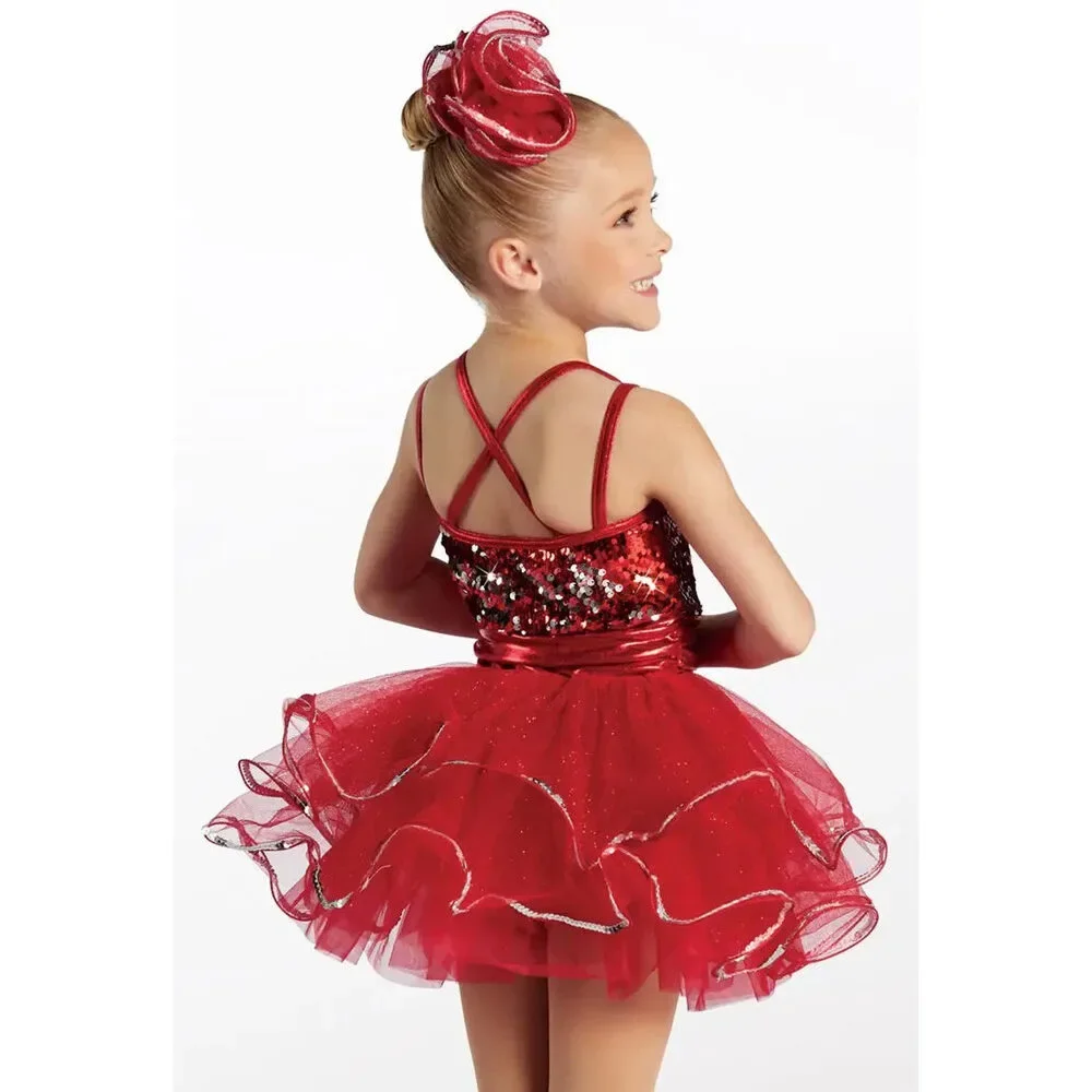 Pre-Owned Dance Costume Small Child Red Weissman 10164 Tap Jazz Dress up Sequin